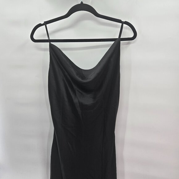 Princess Polly Black Betta Venore Cowl Neck Back Slit Satin Maxi Dress  8 - Picture 2 of 8